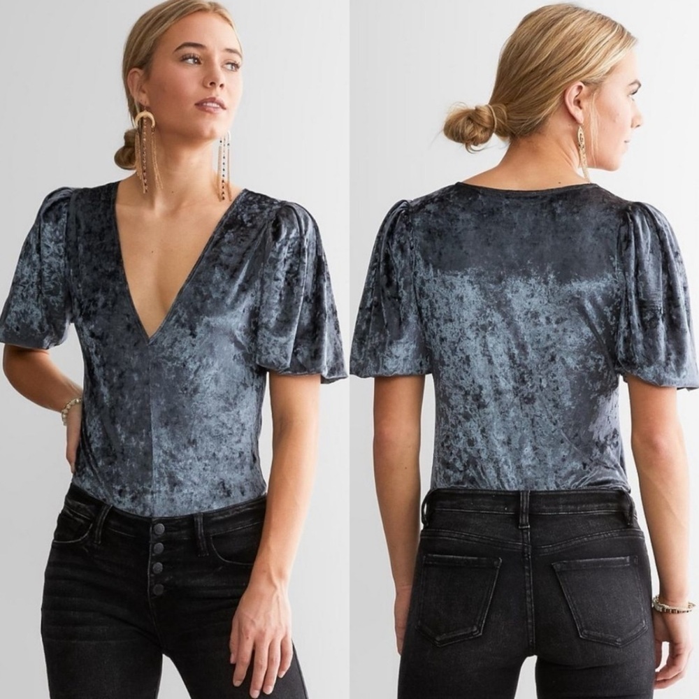 FREE PEOPLE Intimately Don’t You Wish Crushed Velvet Bodysuit in Sunflower Seed